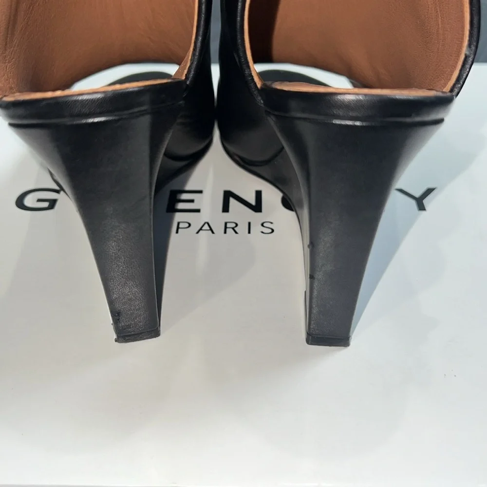 Givenchy Black Leather Wedge Sandals